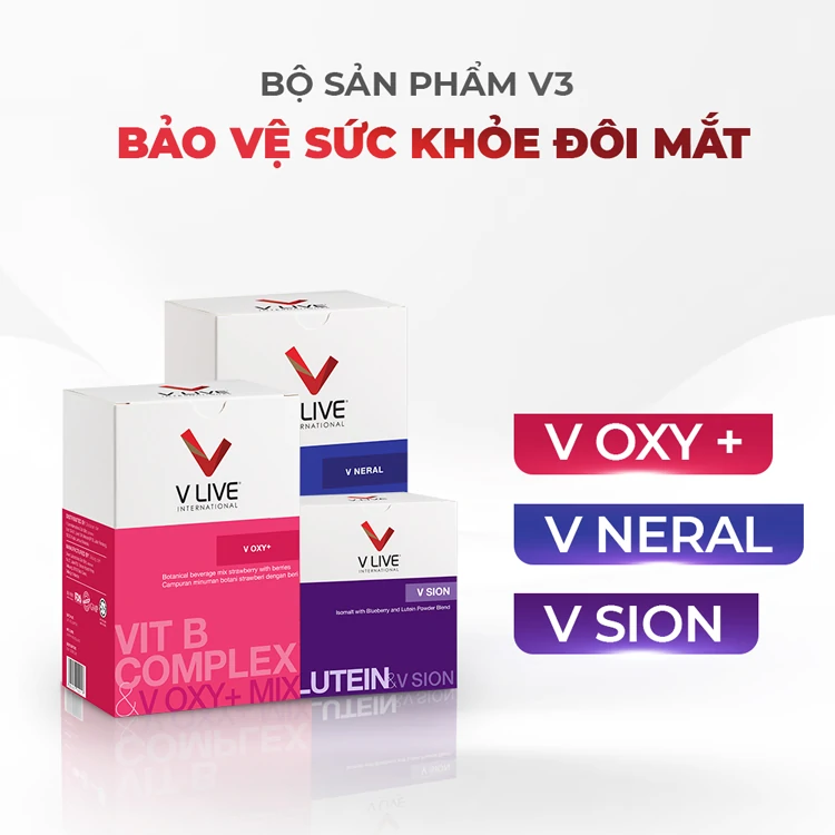 Combo V3 Bảo vệ sức khỏe đôi mắt (V Oxy+, V Sion, V Neral)